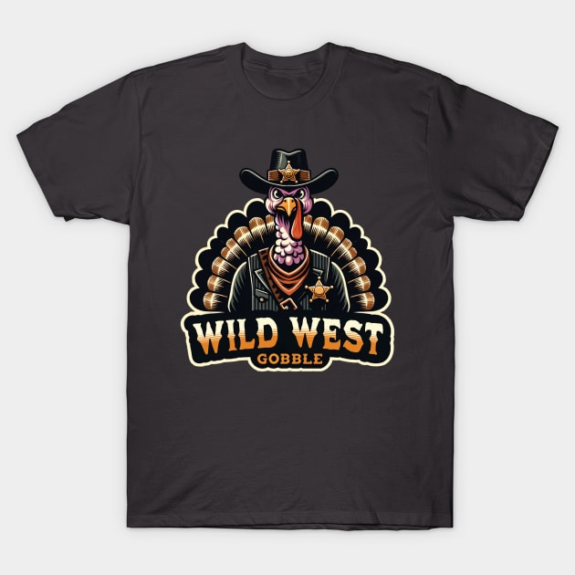 Wild West Gobble - Thanksgiving gift design T-Shirt by Kicosh